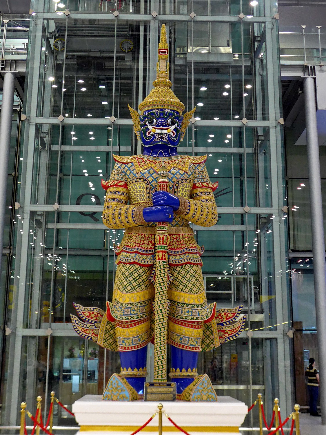 Virulhok on the airport. He is a giant with a dark blue body and was the ruler of the subterranean world in the Thai mythology
